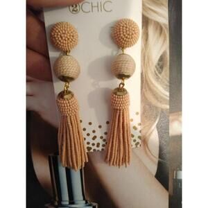 NEW BEAUTIQUE Beaded Pink Boho Gypsy Dangle Tassel Long Fashion Earrings Chic